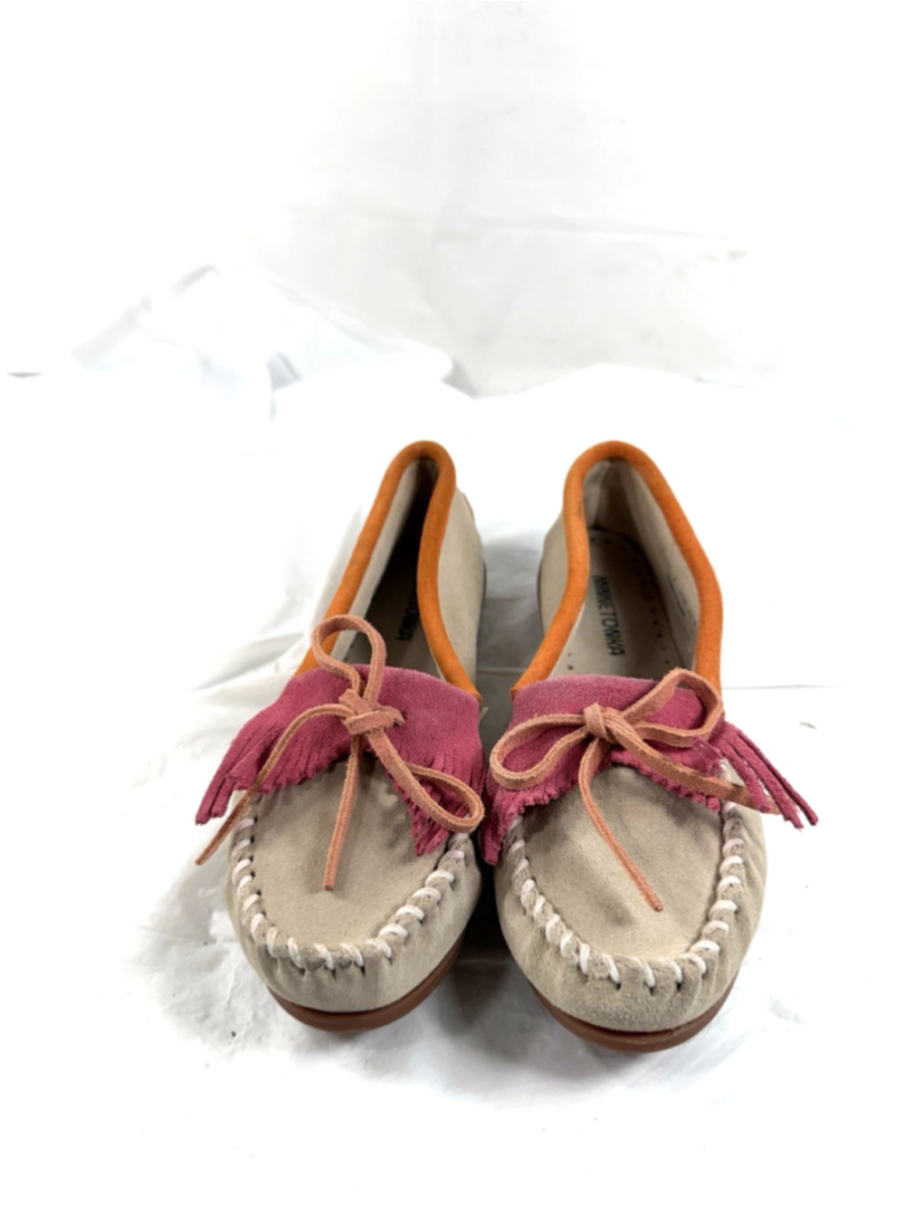 Minnetonka Kilty Moccasins Suede color block Size 8 Slip on Boho Comfy - Picture 5 of 12